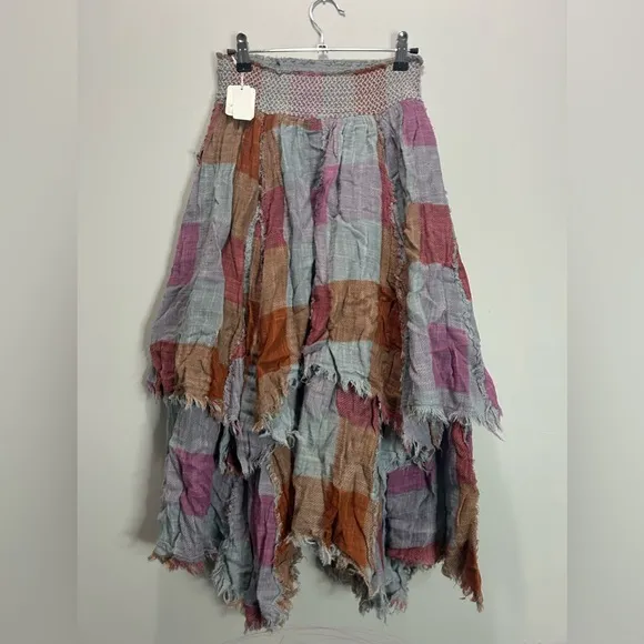 NWT Free People One Averie Maxi Skirt Light Blue Combo Size Small