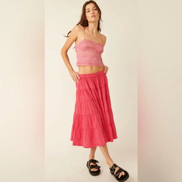 NWT Free People Tiered Midi Skirt size Med