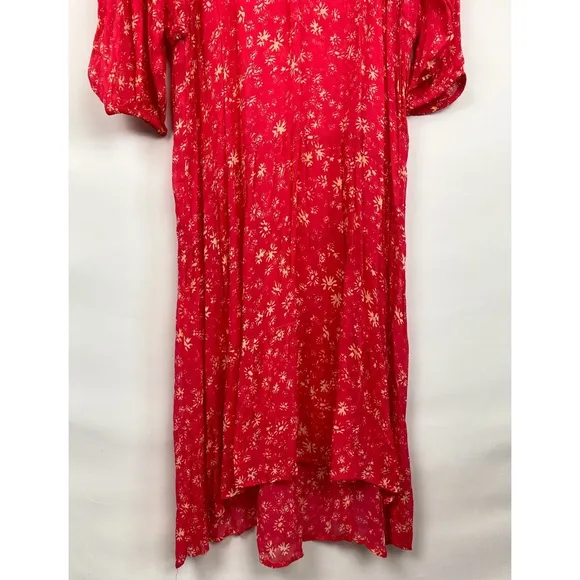 NWT Free People Wallflower Floral Sheer Midi Dress, Raspberry - Size L