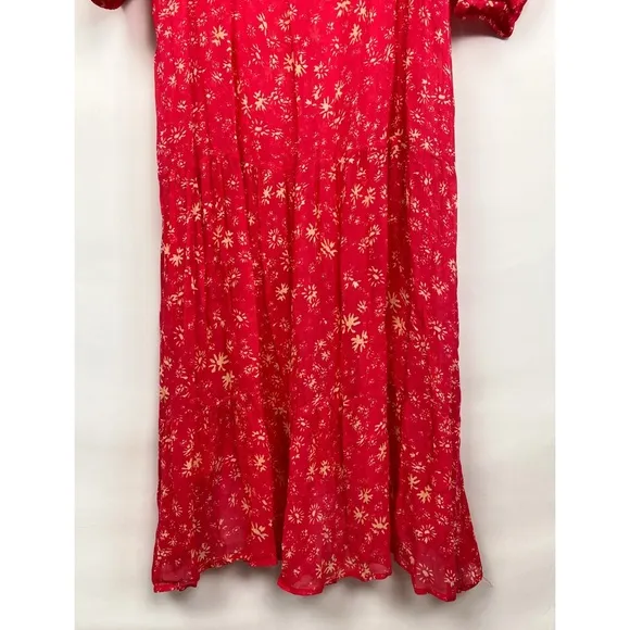 NWT Free People Wallflower Floral Sheer Midi Dress, Raspberry - Size L