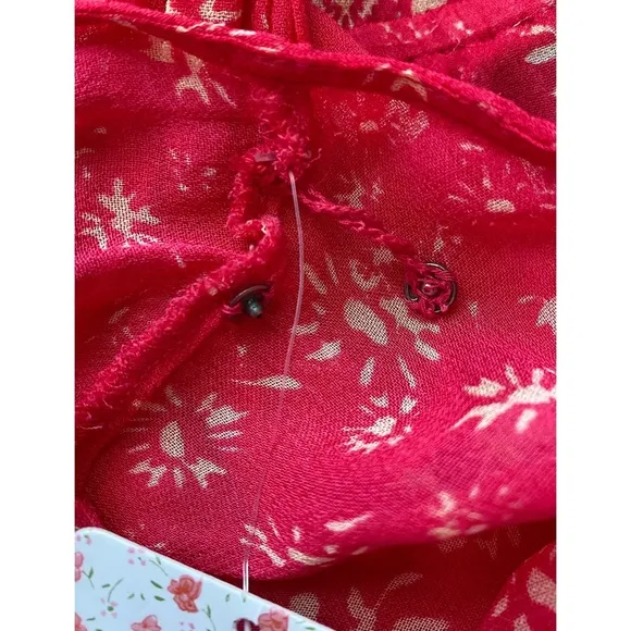 NWT Free People Wallflower Floral Sheer Midi Dress, Raspberry - Size L