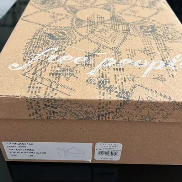 NWT Free People platform leather black mules 38