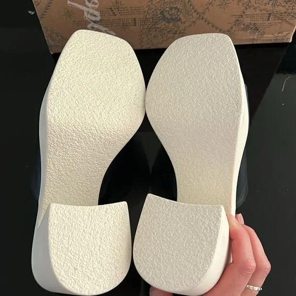 NWT Free People platform leather black mules 38