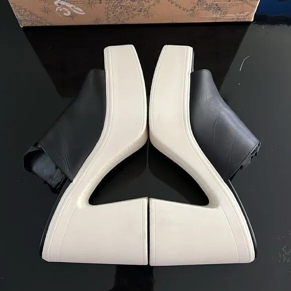 NWT Free People platform leather black mules 38