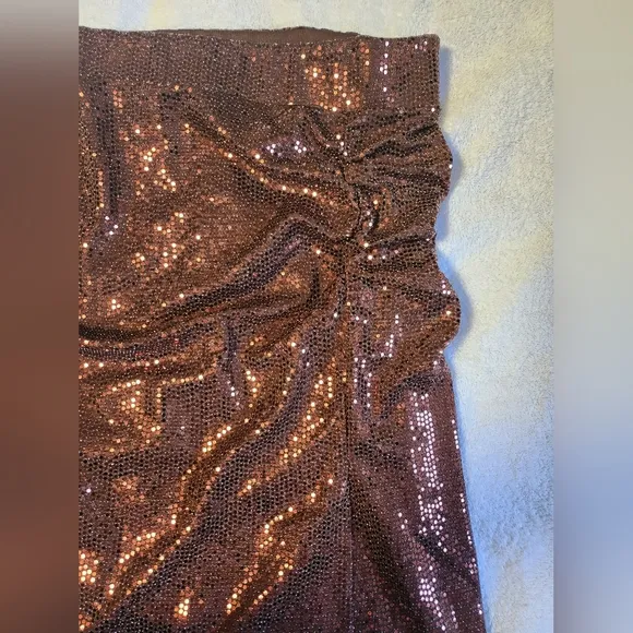 NWT G by Giuliana Black Label Metallic Knit Ruched Skirt Size M