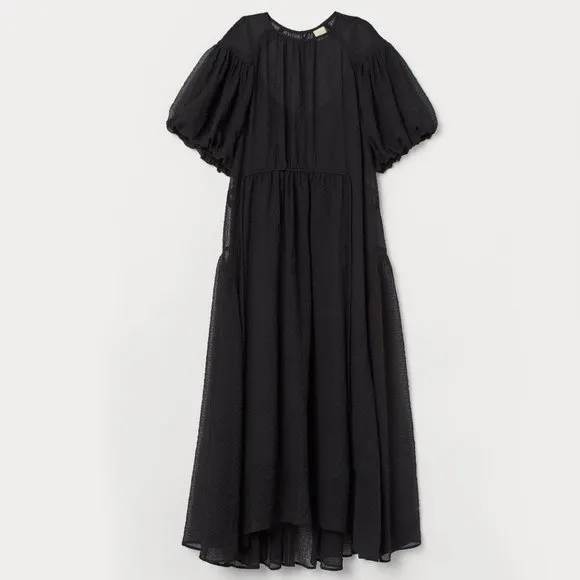 NWT H&amp;M Short Sleeve Wide-Cut Overlay Midi Dress Size S