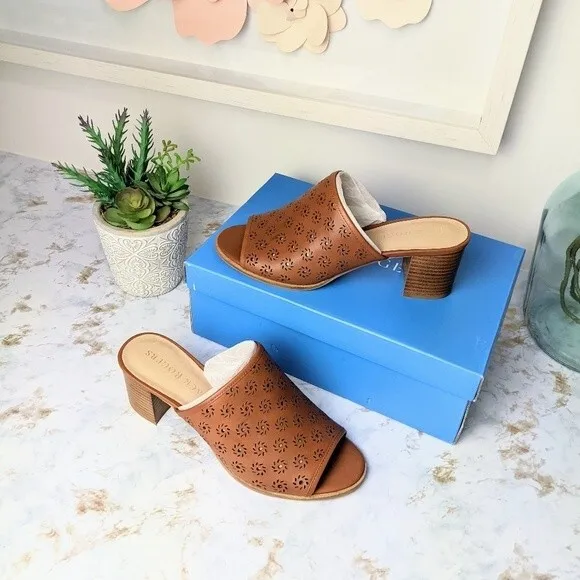 NWT Jack Rogers Mocha Leather Ronnie Slide Mules 8