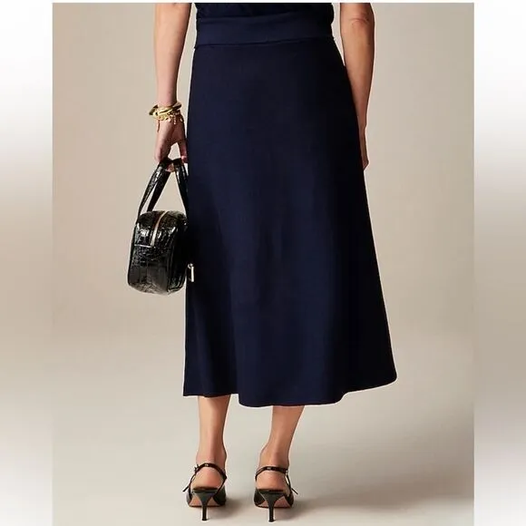 NWT J CREW Foldover sweater midi skirt in merino wool blend in black