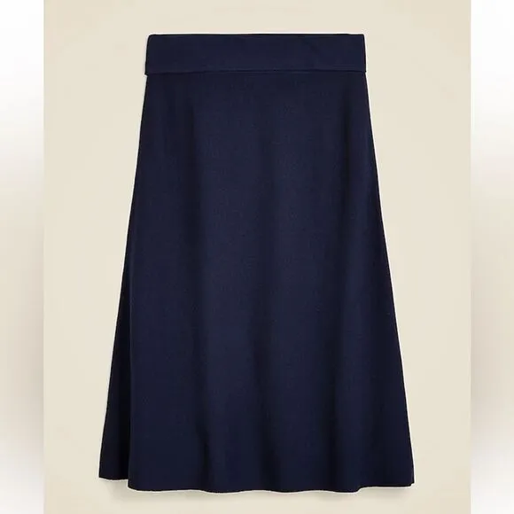 NWT J CREW Foldover sweater midi skirt in merino wool blend in black