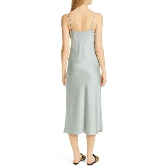 NWT Jenni Kayne Everyday Bias Cut Satin Long Slip Dress in Mist Green XL
