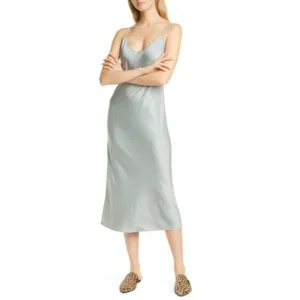 NWT Jenni Kayne Everyday Bias Cut Satin Long Slip Dress in Mist Green XL