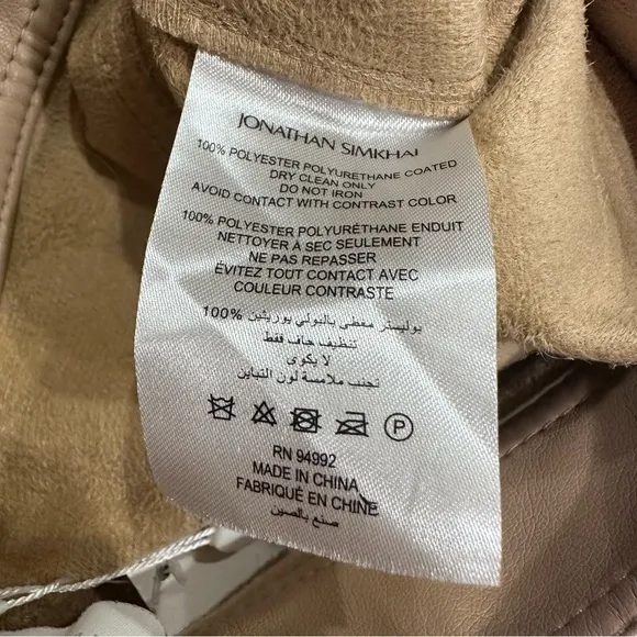 NWT Jonathan SIMKHAI Chace Belted Faux Leather Shorts size 2 Tan