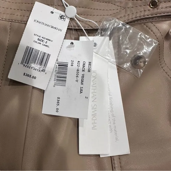 NWT Jonathan SIMKHAI Chace Belted Faux Leather Shorts size 2 Tan