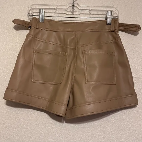 NWT Jonathan SIMKHAI Chace Belted Faux Leather Shorts size 2 Tan