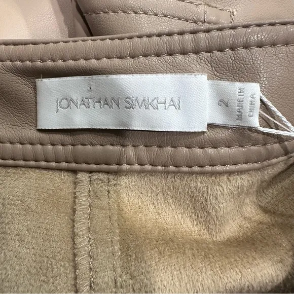 NWT Jonathan SIMKHAI Chace Belted Faux Leather Shorts size 2 Tan