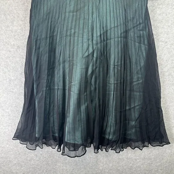 NWT Jones New York Slip Dress Size 12 P 100% Silk Beaded Green Fit &amp; Flare Fairy
