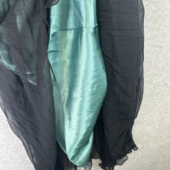 NWT Jones New York Slip Dress Size 12 P 100% Silk Beaded Green Fit &amp; Flare Fairy