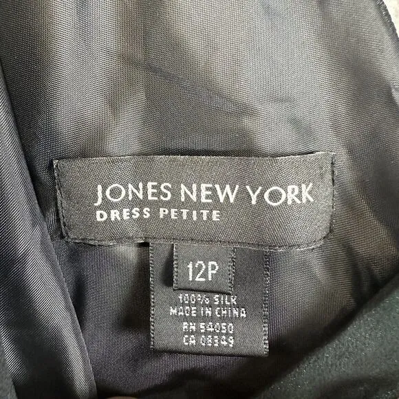 NWT Jones New York Slip Dress Size 12 P 100% Silk Beaded Green Fit &amp; Flare Fairy