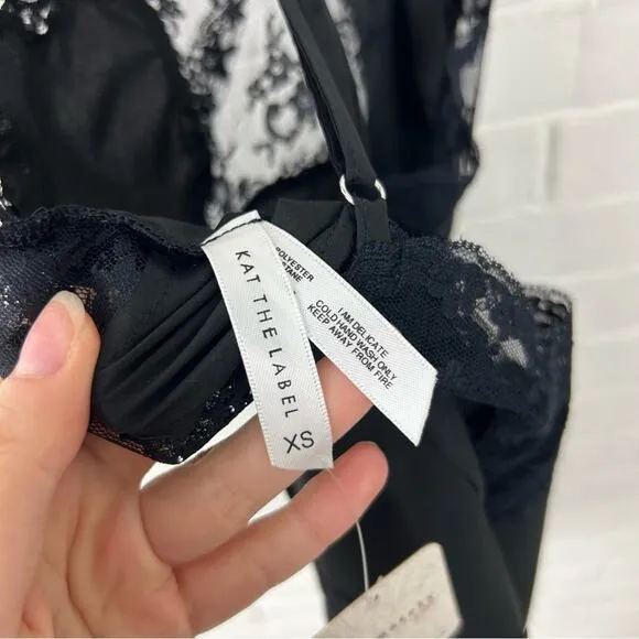 NWT Kat The Label Jasper Slip In Black Size XS