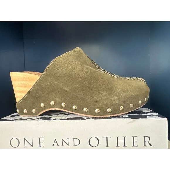 NWT Kelsi Dagger Brooklyn  Journal olive suede clogs mules sz 6 EU 36.5 Anthro