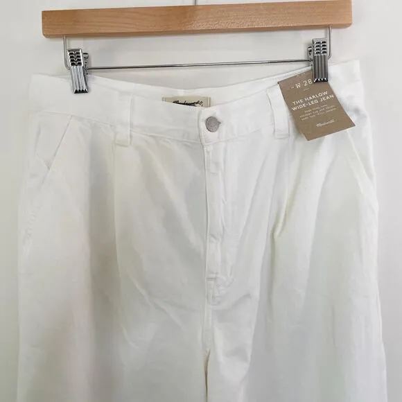 NWT Madewell The Harlow Wide-Leg Jean: Airy Denim Edition Size 28 Tile White