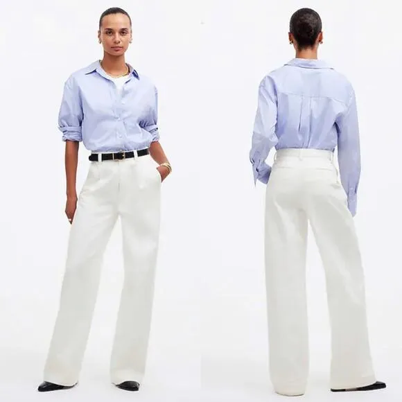 NWT Madewell The Harlow Wide-Leg Jean: Airy Denim Edition Size 28 Tile White