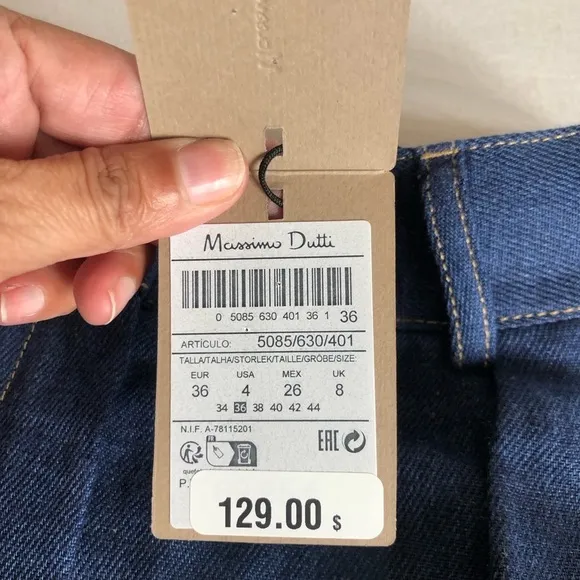 NWT Massimo Dutti Blue Denim 100% Linen Cargo Bermuda Shorts 4