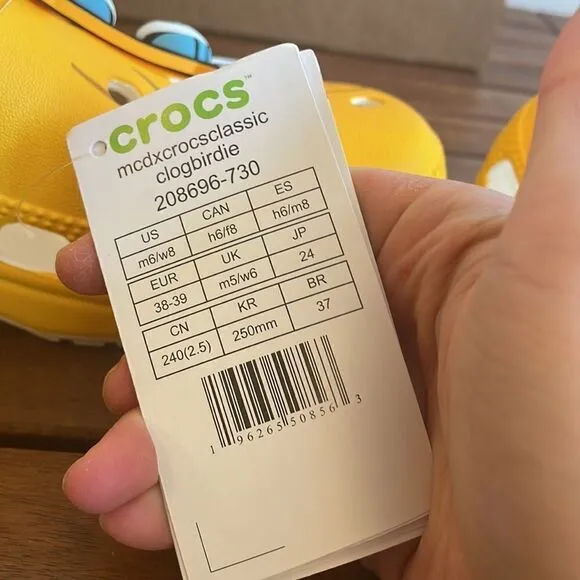 NWT McDonald’s x Crocs Birdie Classic Clog Women Size 8 Men Size 6 (208696-730)