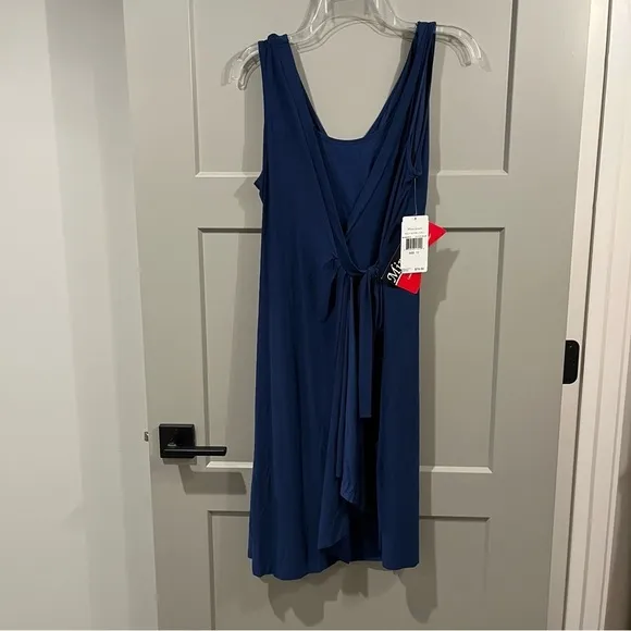 NWT Miraclesuit Size 12 Navy Blue Everyday Shapewear Wrap Dress Slimming Slip