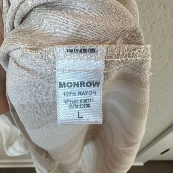 NWT Monrow Cream Tan Zebra Print Spaghetti Strap Cami Slip Mini Dress - Size L