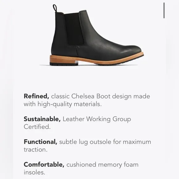 NWT Nisolo Men’s Marco Everyday Chelsea Boot - Black - Size 10