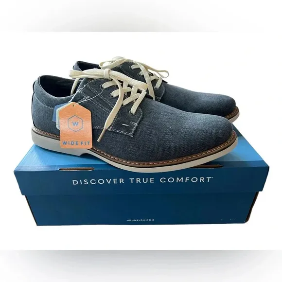NWT Nunn Bush Otto Canvas Plain Toe Oxfords