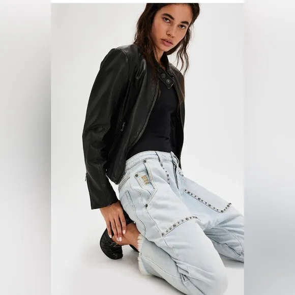 NWT One Teaspoon Studded Sinners DroppedBoyfriend Jeans Sz 25