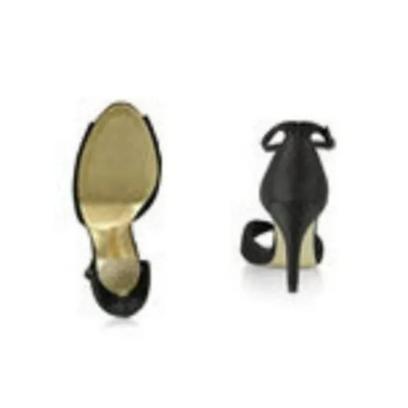 NWT Papell Black Sequined Satin Lace Dress Slingback Party Pump Heels 6