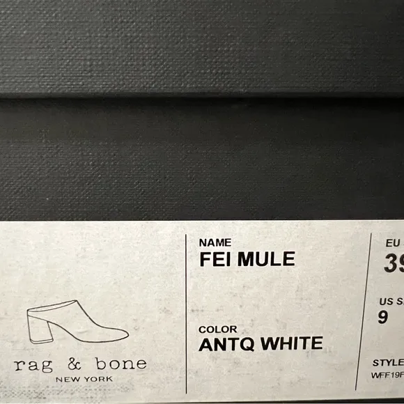 NWT rag &amp; bone Fei Heel Mules in Antique White Retail $425 Size 9
