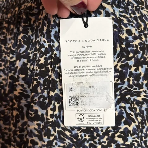 NWT Scotch &amp; Soda Asymmetric black and white tiered skirt. Size medium