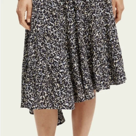 NWT Scotch &amp; Soda Asymmetric black and white tiered skirt. Size medium