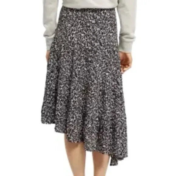 NWT Scotch &amp; Soda Asymmetric black and white tiered skirt. Size medium