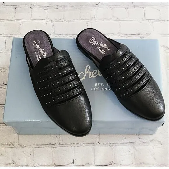 NWT Seychelles Leather Studs Embellished Cut Out Comfort Shoes Slip-on Mules