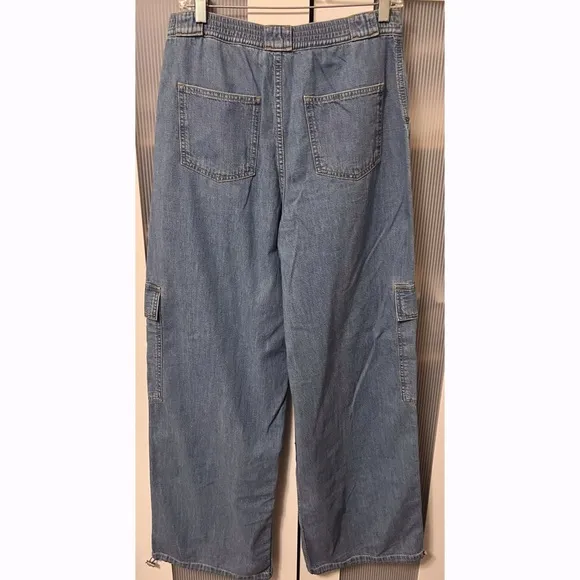 NWT SIMKHAI Calista Cargo Denim Pants Wide Leg Baggy Jeans Size M Revolve Y2K