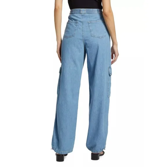 NWT SIMKHAI Calista Cargo Denim Pants Wide Leg Baggy Jeans Size M Revolve Y2K