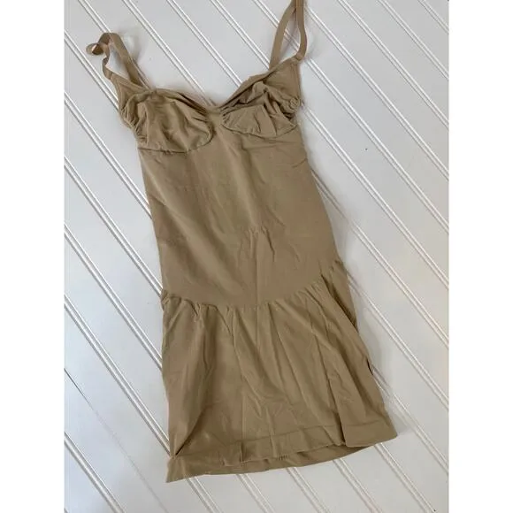 NWT Skims Clay Seamless Sculpt Slip Dress &amp; Black Brief Bodysuit BUNDLE Size L