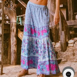 NWT Spell💯Cotton Crepe LOVE JETTY MAXI SKIRT in Blue Nirvana size XXS