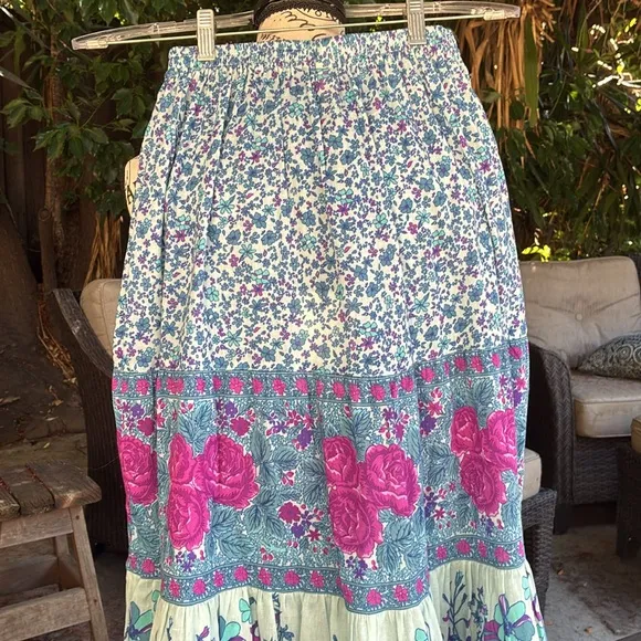 NWT Spell💯Cotton Crepe LOVE JETTY MAXI SKIRT in Blue Nirvana size XXS