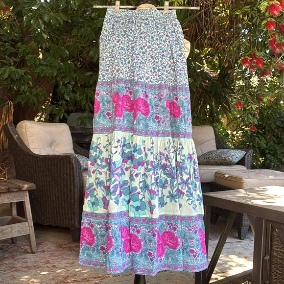 NWT Spell💯Cotton Crepe LOVE JETTY MAXI SKIRT in Blue Nirvana size XXS
