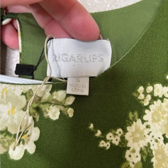 NWT Sugarlips Vetiver Floral Rhythm Drape Midi Dress