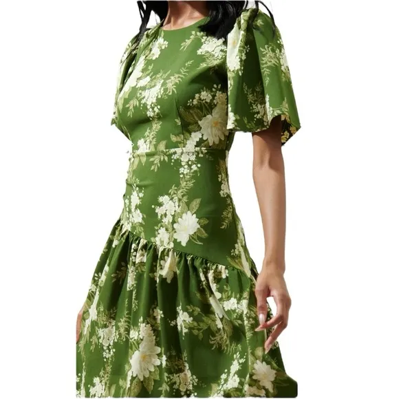 NWT Sugarlips Vetiver Floral Rhythm Drape Midi Dress