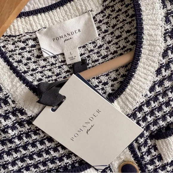 NWT - Tuckernuck - Pomander Place - Navy Stripe Bardot Dress