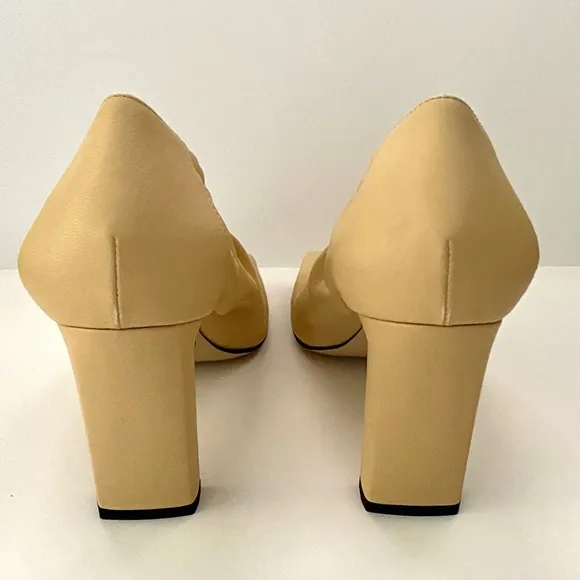 NWT: WANDLER  Mia Leather Nude Cashew Heeled Mules EU 39 Women (US 9 Women)