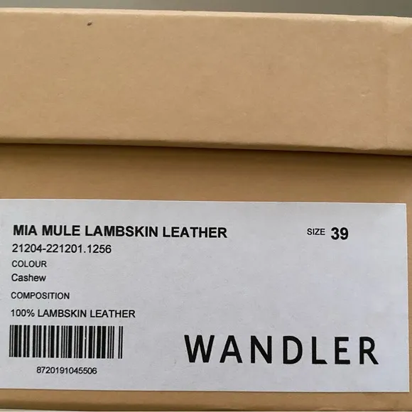 NWT: WANDLER  Mia Leather Nude Cashew Heeled Mules EU 39 Women (US 9 Women)